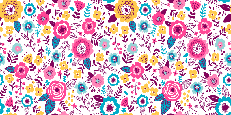 Floral rug with kallax pink flowers design - TenStickers