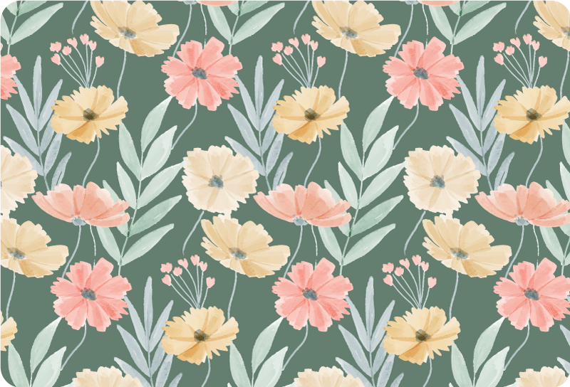 Floral rug with original watercolor floral pattern - TenStickers