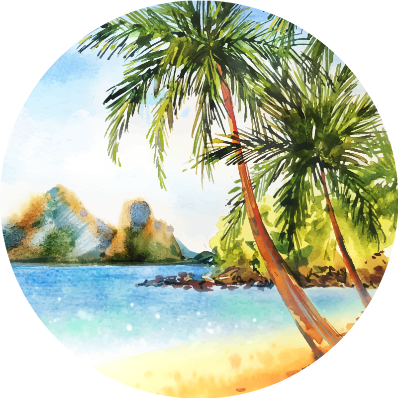 Floral rug watercolor palm design - TenStickers