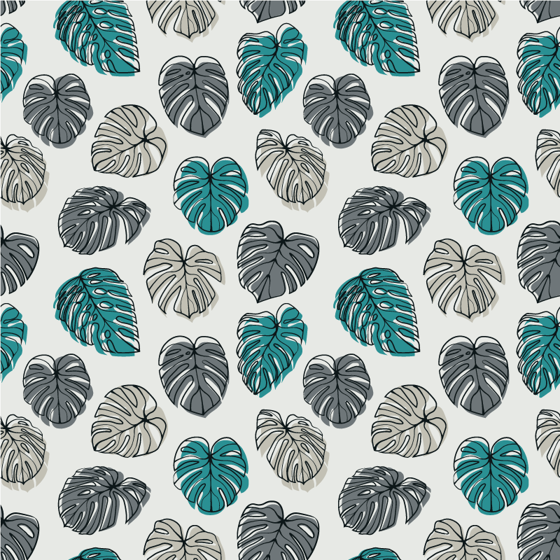 Floral rug with abstract tropical leaves design - TenStickers