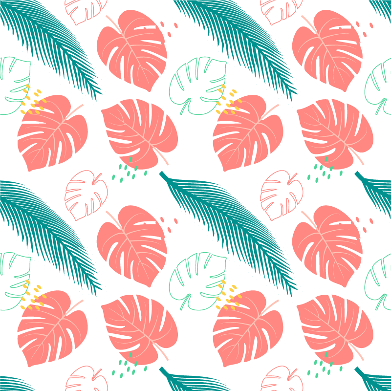 Pink tropical leaves patterned floral rug - TenStickers