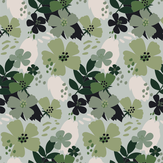 Floral rug with green leaf tones pattern - TenStickers