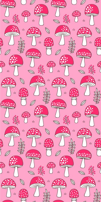 Floral rug with classical pink mushrooms design - TenStickers
