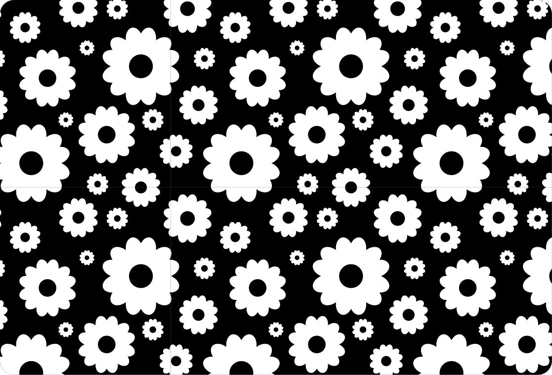 Floral rug with white and black daisies - TenStickers