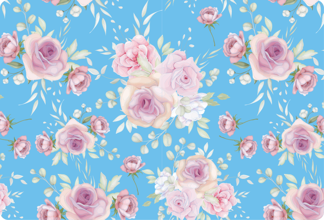 Floral rug with roses on a blue background - TenStickers