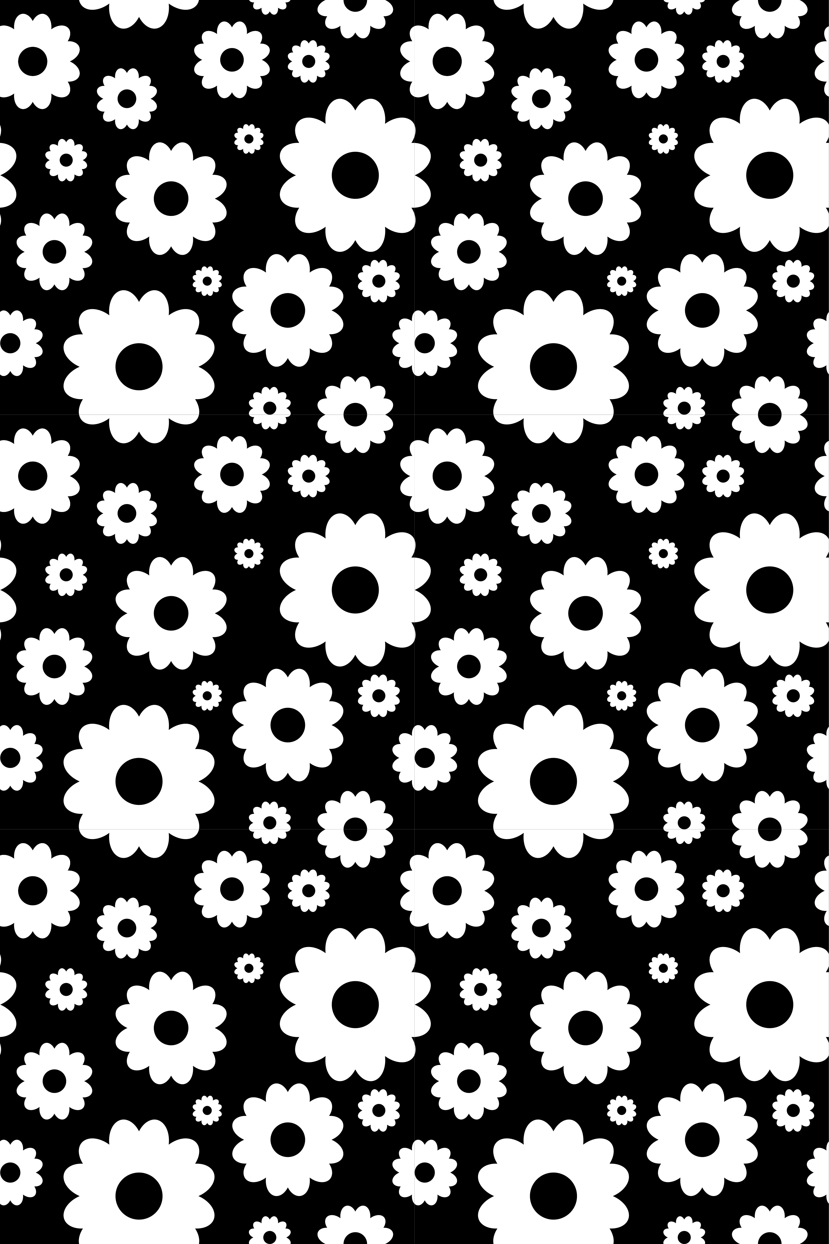 Floral rug with black and white daisies - TenStickers