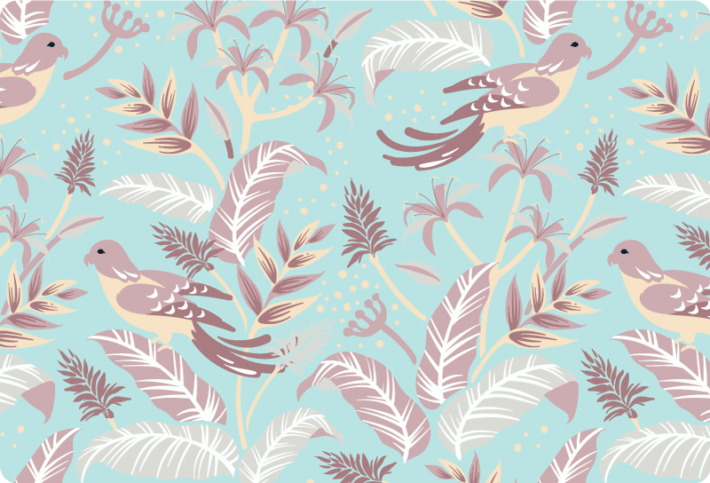 Floral rug in blue and pink floral design - TenStickers