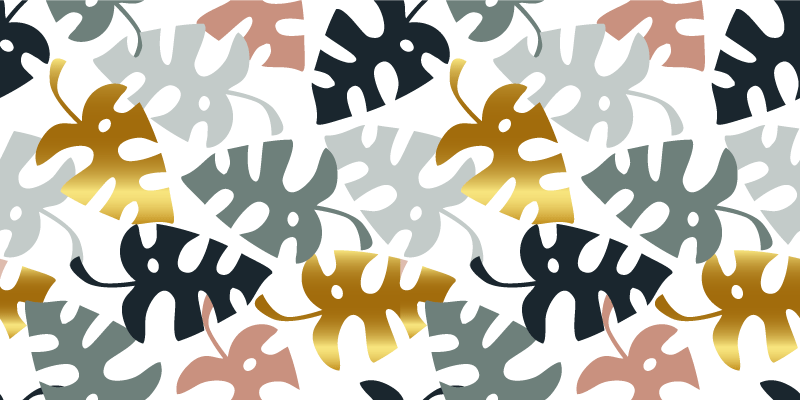 Floral rug with golden and multicolor leaves - TenStickers