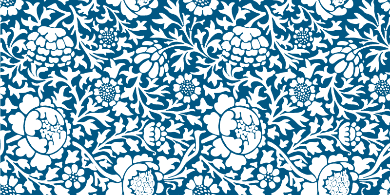 Floral rug in marine blue flora design - TenStickers