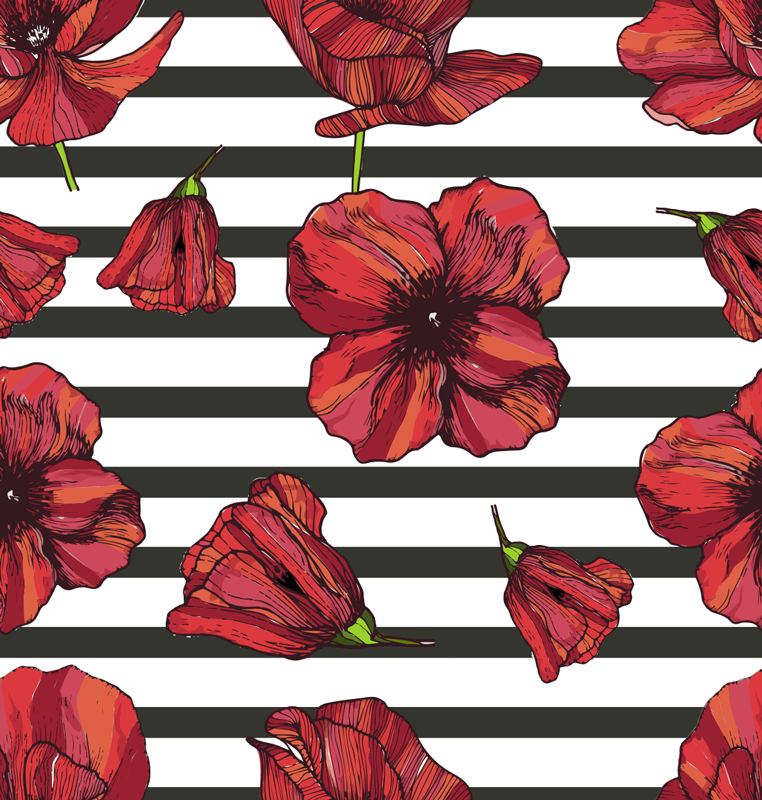 Floral rug with polish poppy plants design - TenStickers