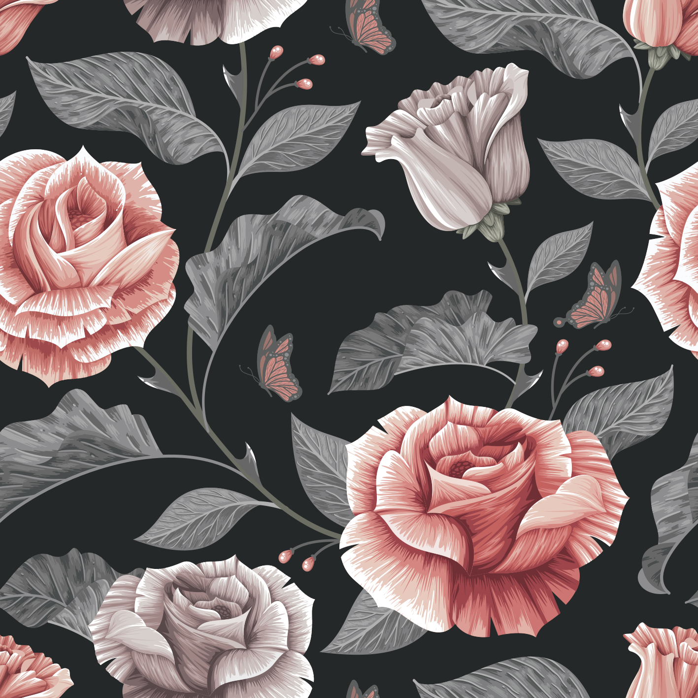 Floral rug with roses pattern - TenStickers