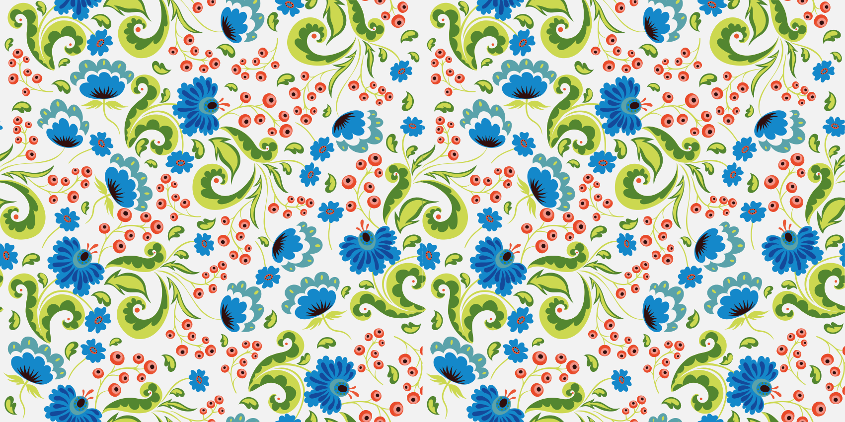 Floral rug with green and blue flowers everywhere - TenStickers