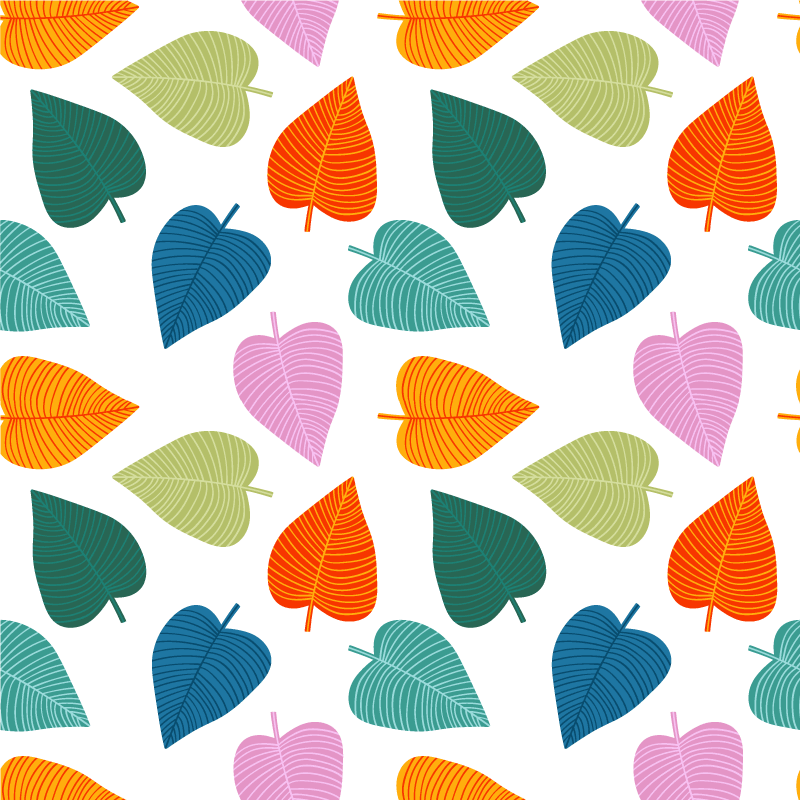 Floral rug with vibrant colorful leaves - TenStickers