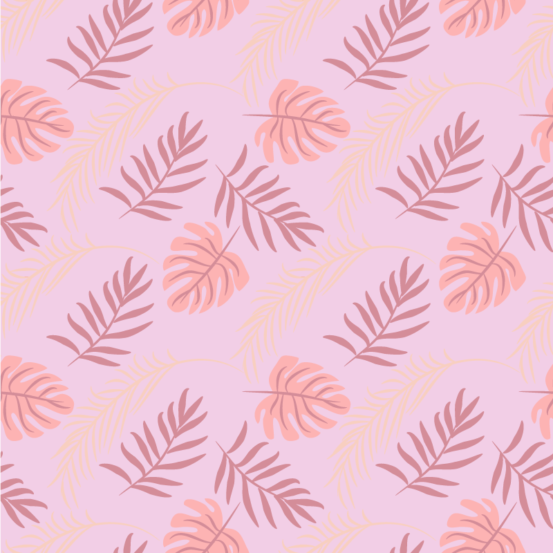 Floral rug in pink tropical leaf design - TenStickers