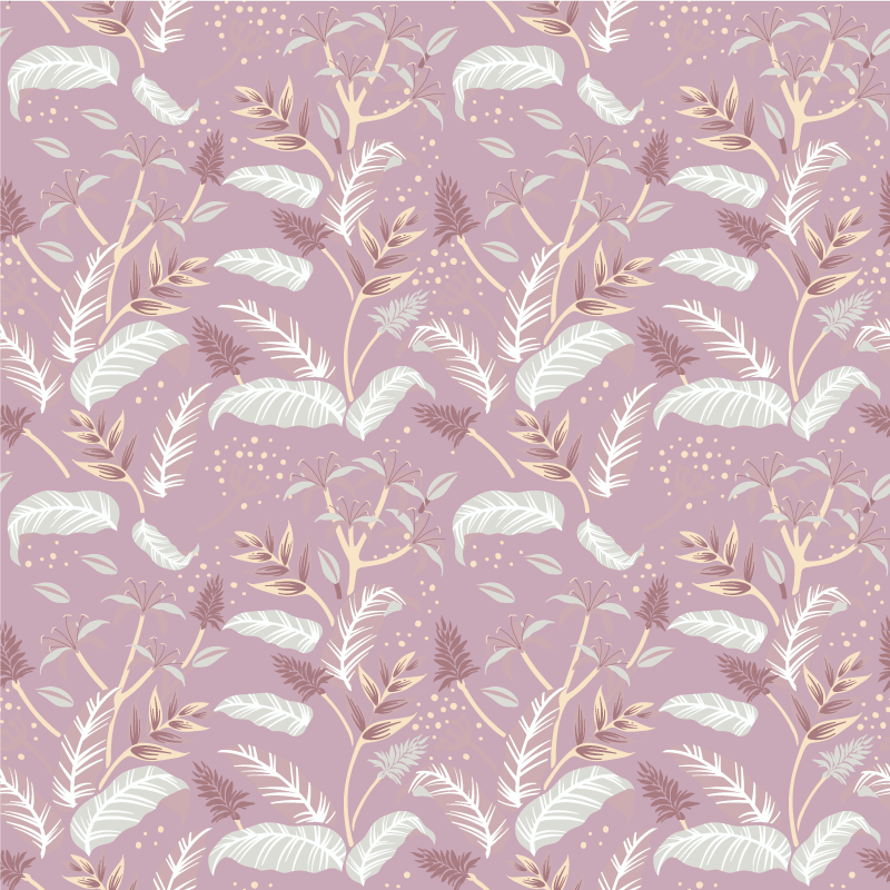 Floral rug in vintage pink tropical leaf design - TenStickers