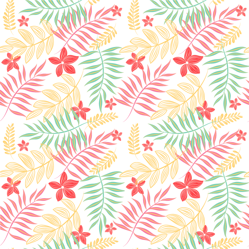 Floral rug with vibrant leaf pattern - TenStickers