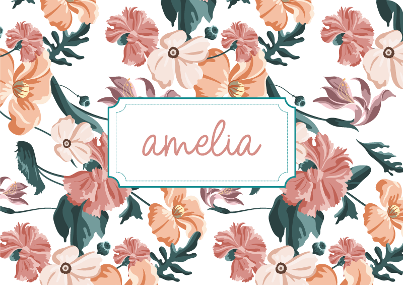 Flower rug with beautiful pastel floral design - TenStickers