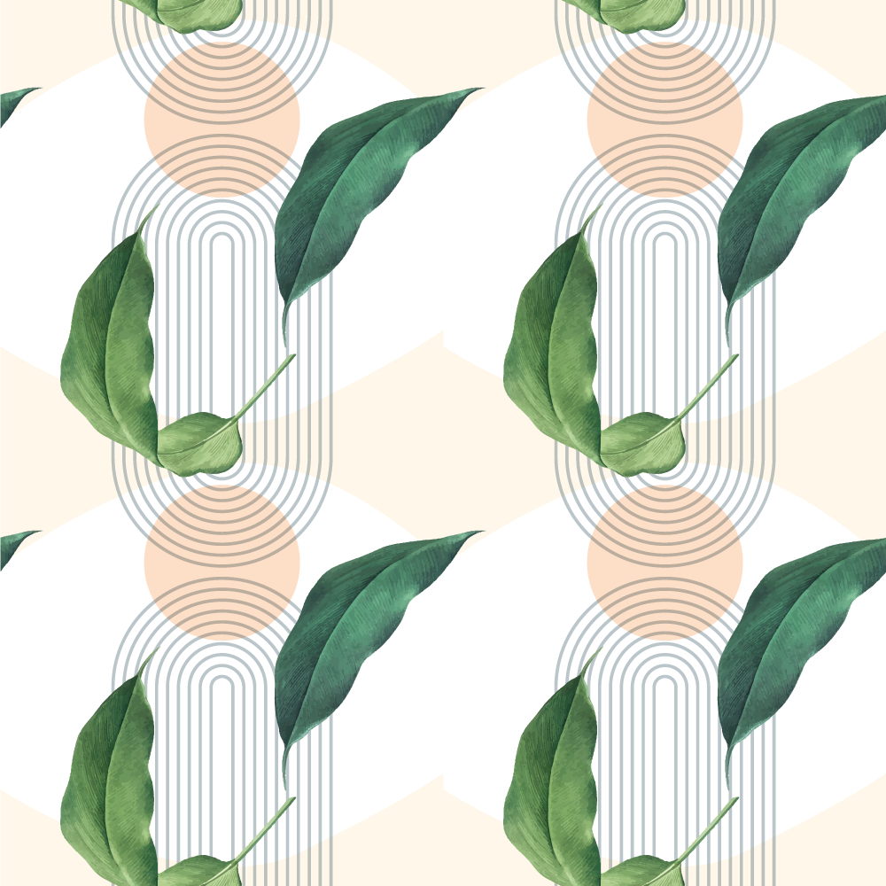 Floral rug with green leaf on abstract pink background - TenStickers