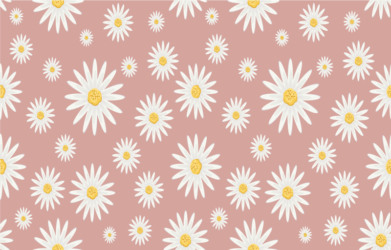 Floral rug with cute pink daisy pattern - TenStickers