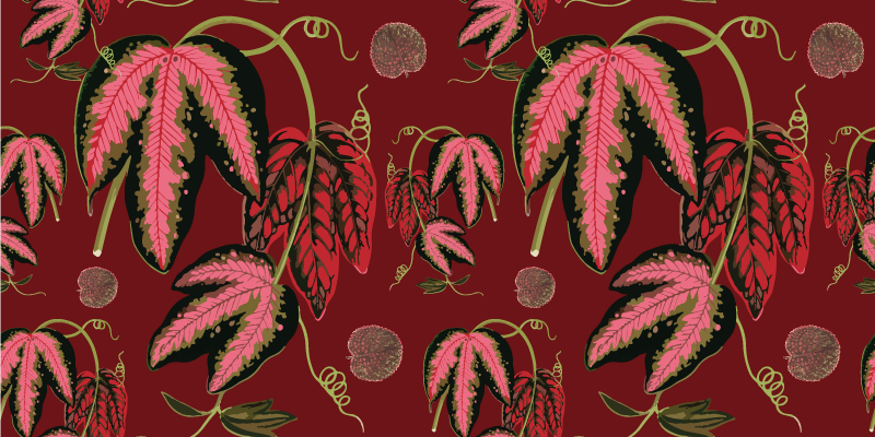 Floral rug in warm red maranta colors - TenStickers