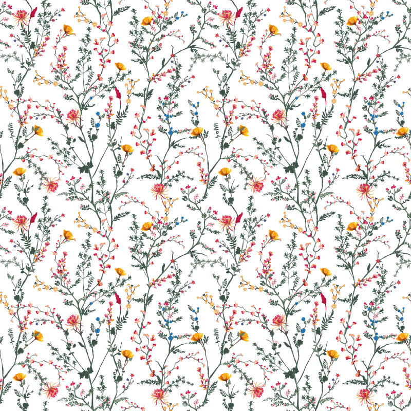 Floral rug with delicate minimalist garden blooms - TenStickers
