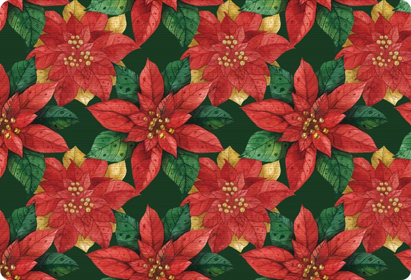 Floral rug with beautiful red and green christmas pattern - TenStickers