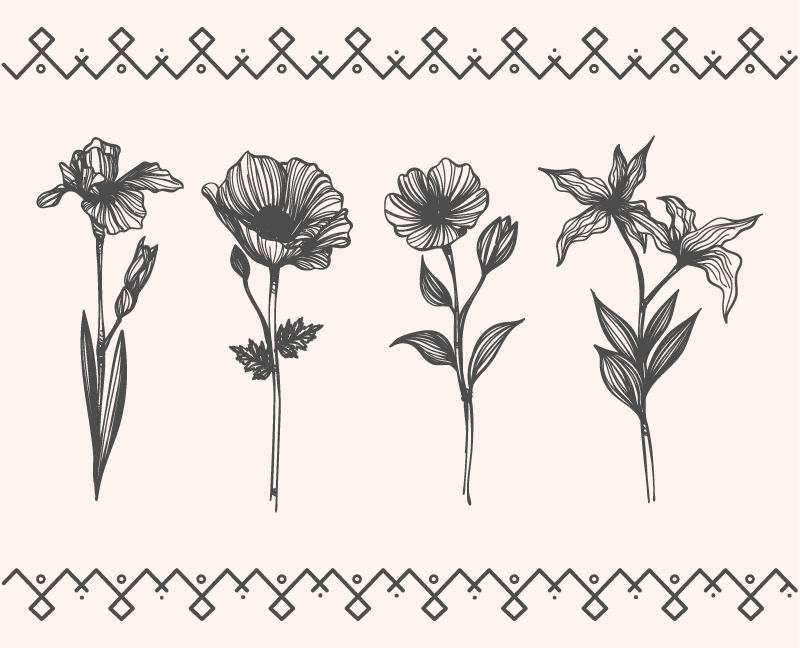 Floral rug with realistic vintage botany design - TenStickers