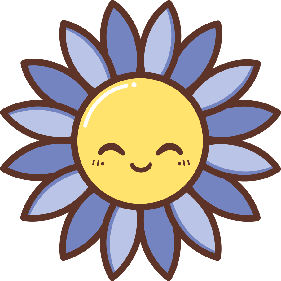 Floral rug in silhouette of a happy purple flower - TenStickers