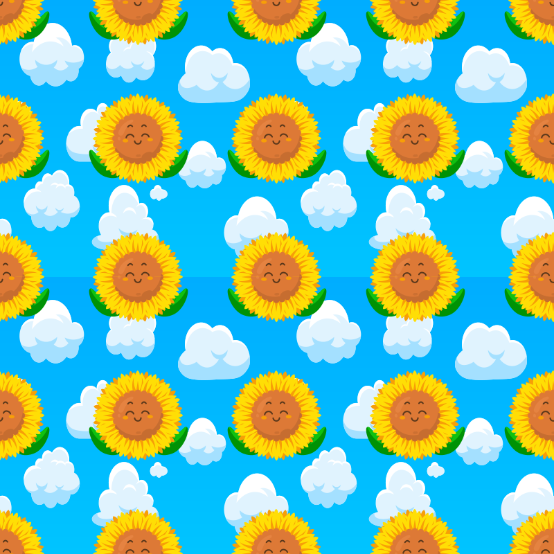 Floral rug with a cheerful yellow smiling flower - TenStickers