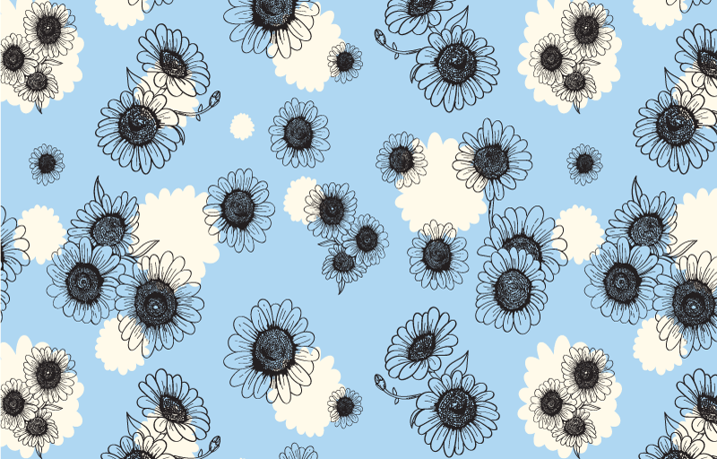 Floral rug with seamless modern daisy pattern - TenStickers