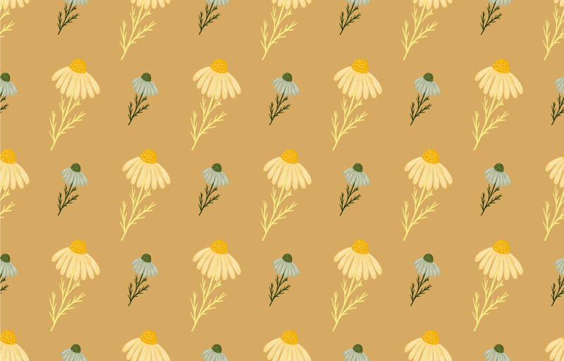 Floral rug with natural chamomile flowers pattern - TenStickers