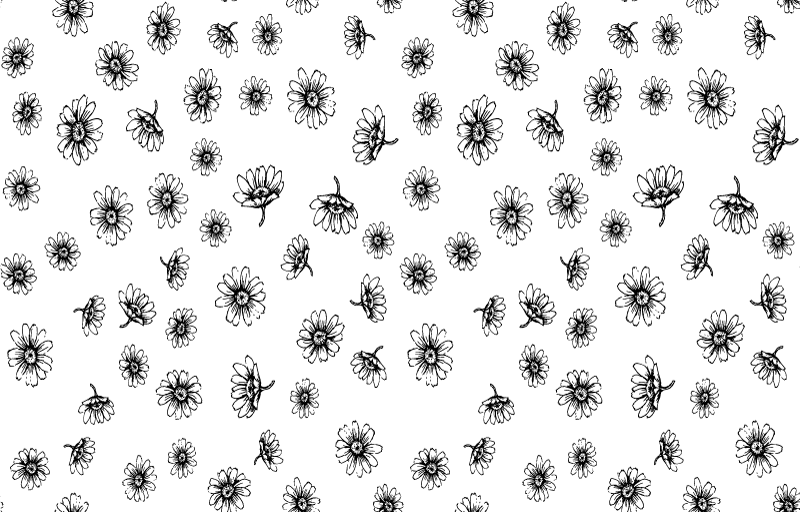 Floral rug with outlined daisy flowers design - TenStickers