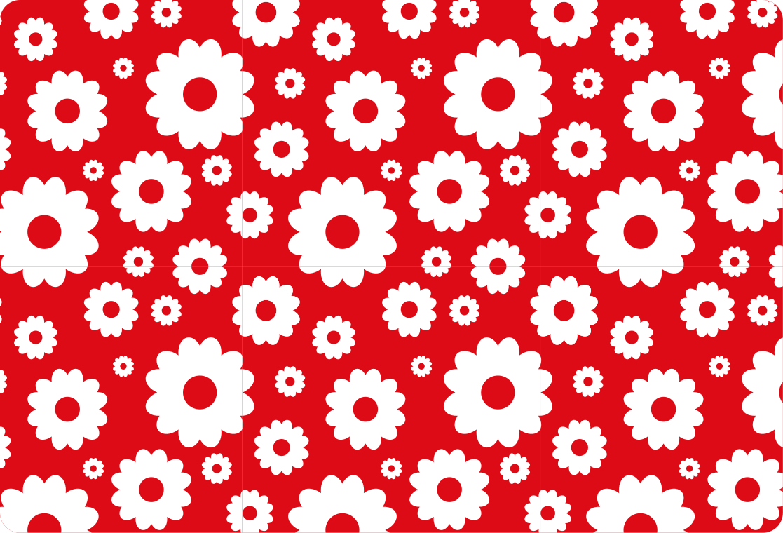 Floral rug with white daisies on red background - TenStickers