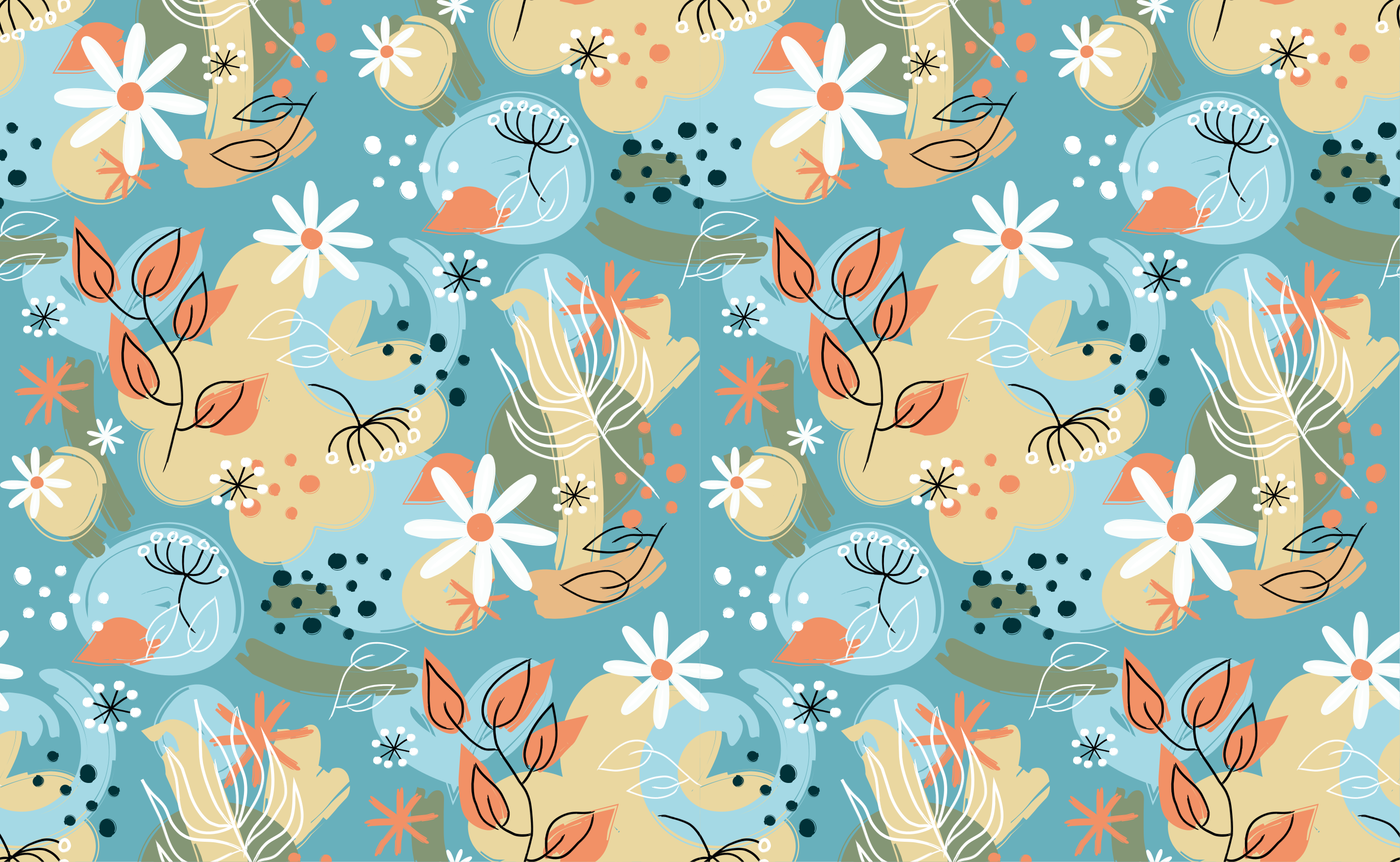 Floral rug with abstract flat floral design - TenStickers