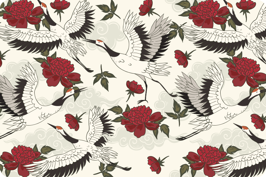 Floral rug in soothing earth tones bird design - TenStickers