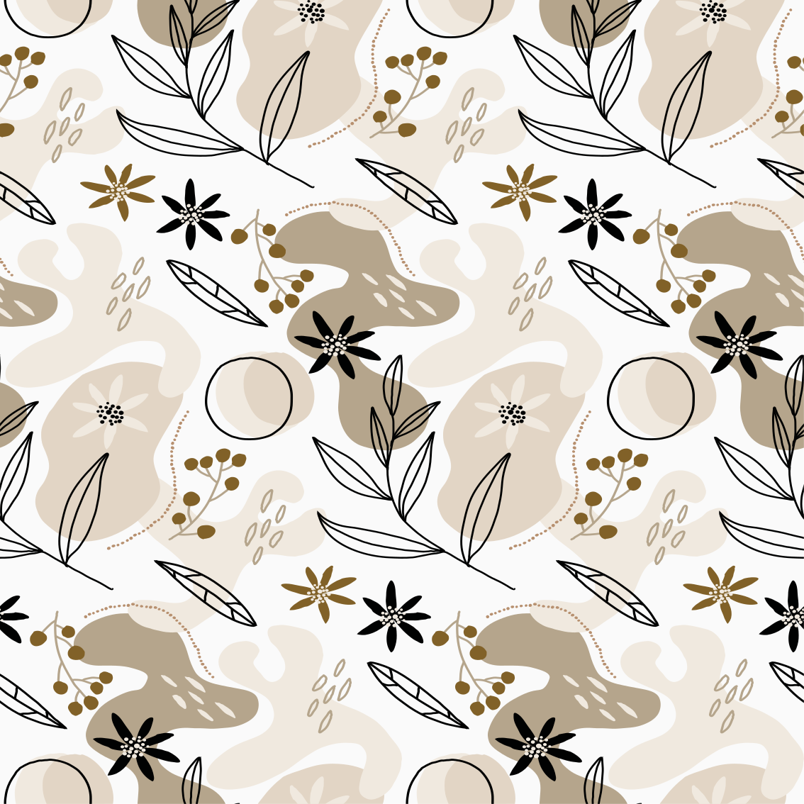 Floral rug with stylish pink and beige leaf pattern - TenStickers