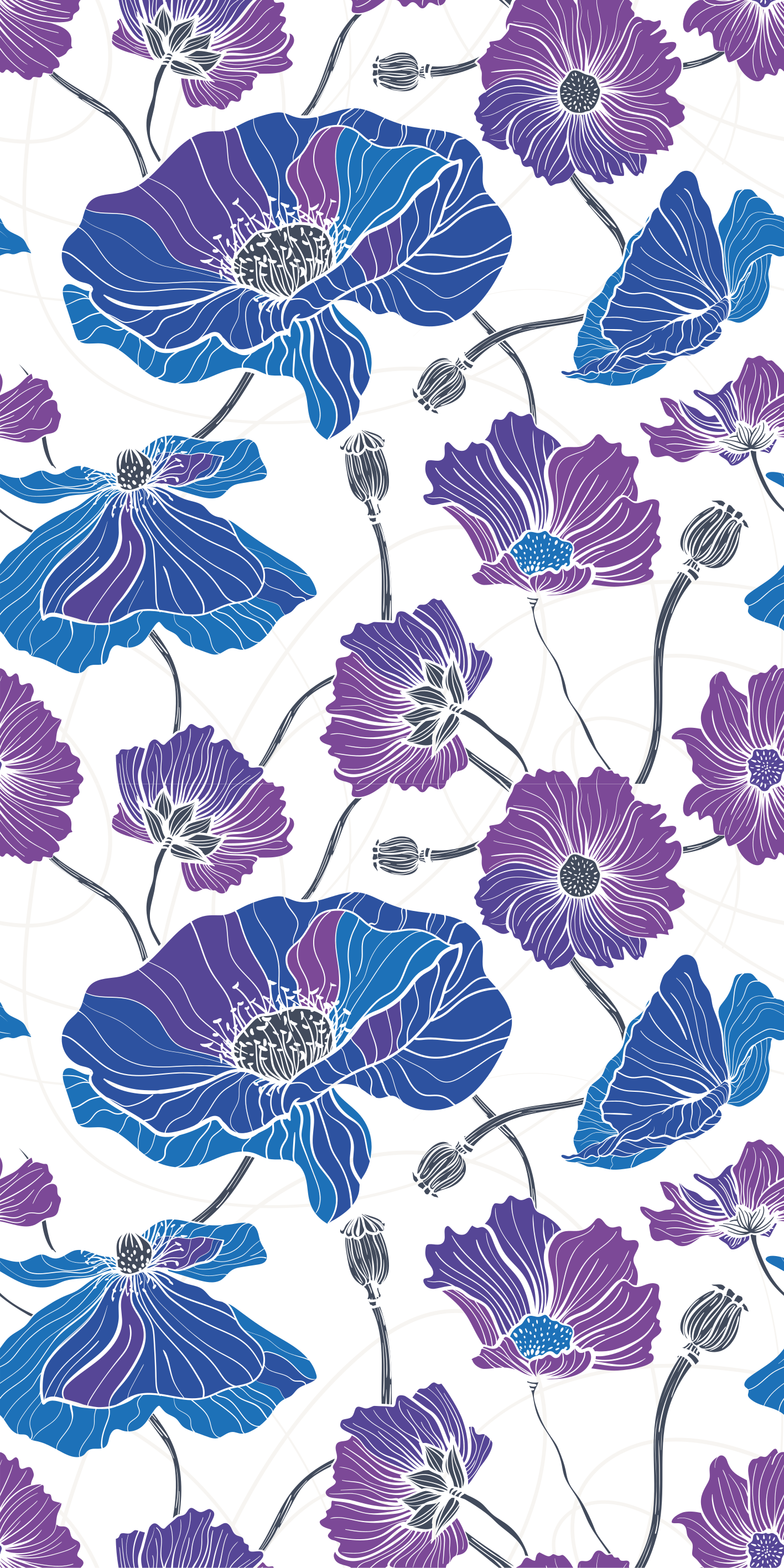 Floral rug with blue and purple garden flowers - TenStickers