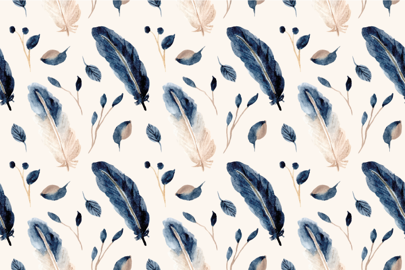 Floral rug with floating leaves and feathers - TenStickers