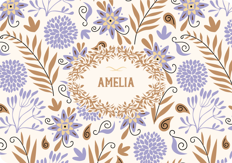 Floral rug with hand-painted vintage flower design - TenStickers
