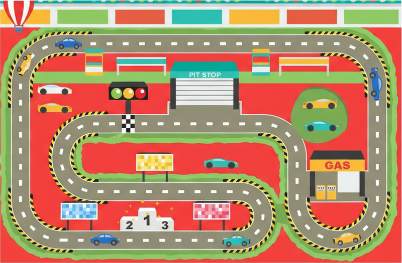 Road map rug colorful cartoon race track - TenStickers