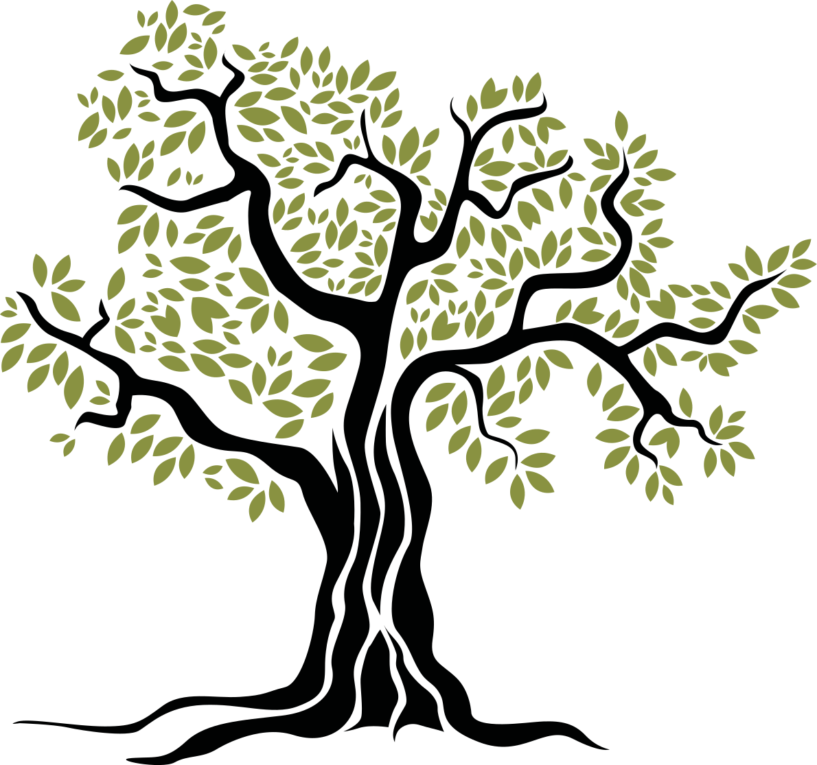Floral rug featuring a black olive tree with green leaves - TenStickers