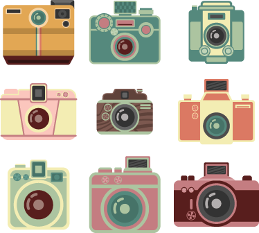 Dining room rug with vintage cameras design - TenStickers