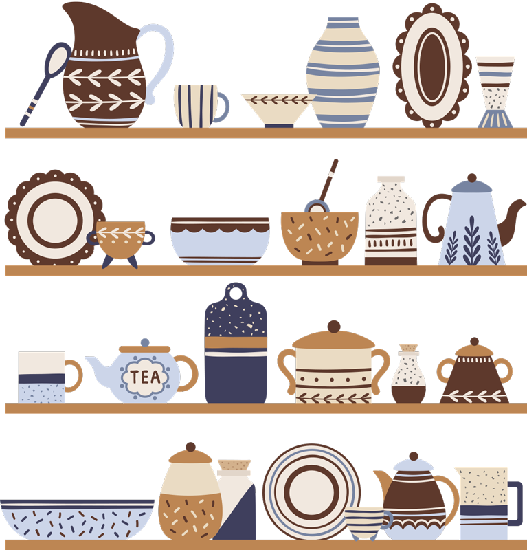 Kitchen vinyl mat for shelves with dishes - TenStickers