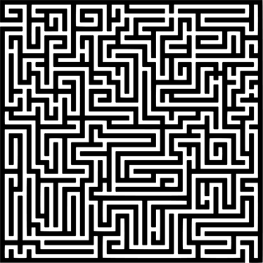 Dining room rug in black and white maze design - TenStickers