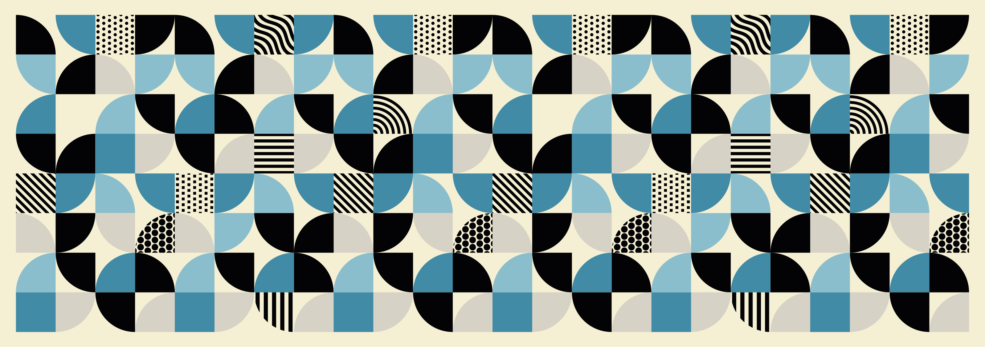 Dining room rug in retro blue bauhaus pattern - TenStickers