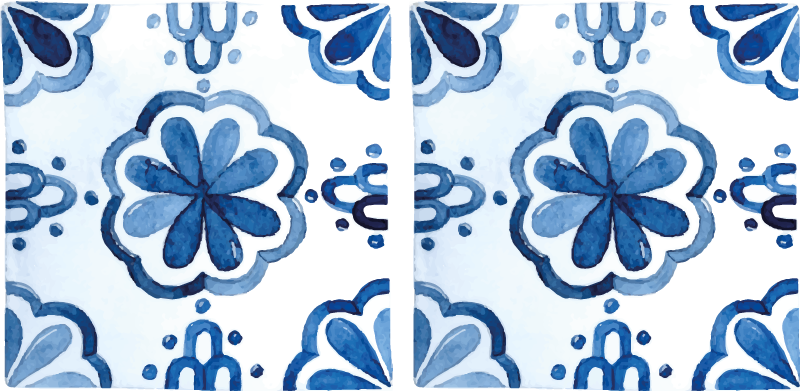Dining room rug with floral cement tile patterns - TenStickers