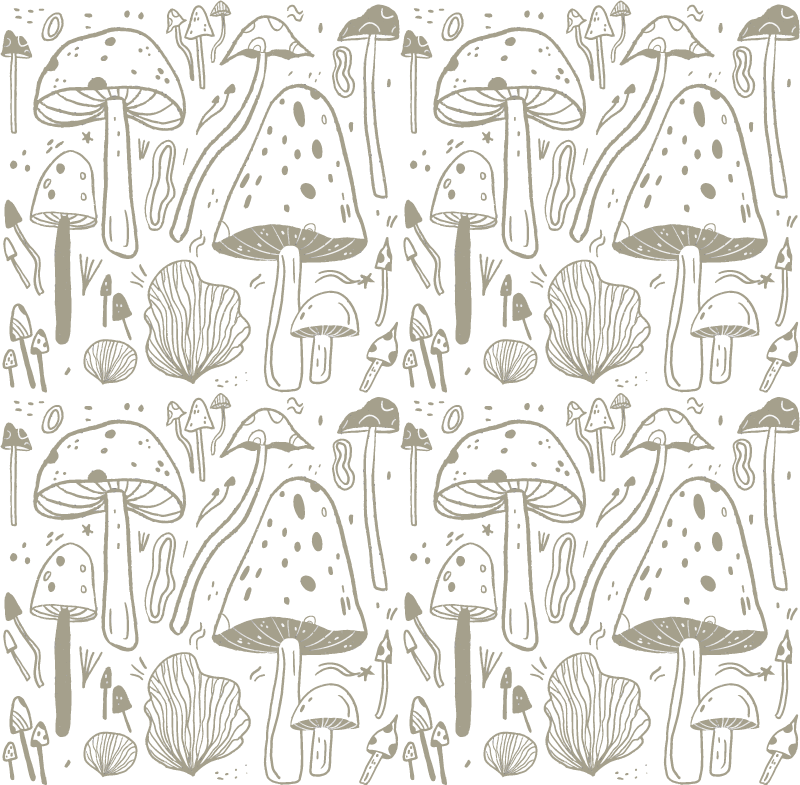 Dining room rug with beige mushroom pattern - TenStickers