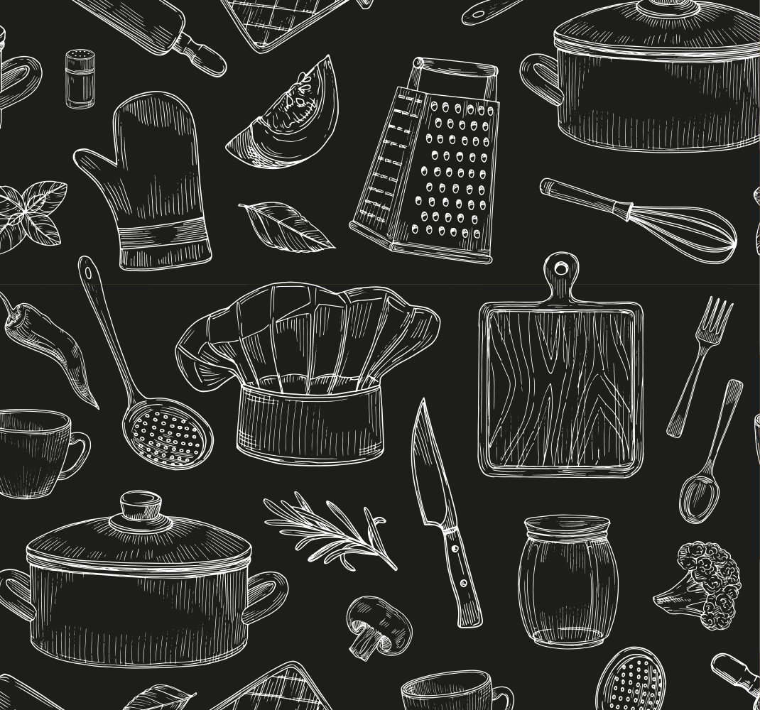 Kitchen vinyl mat with elegant cutlery design - TenStickers