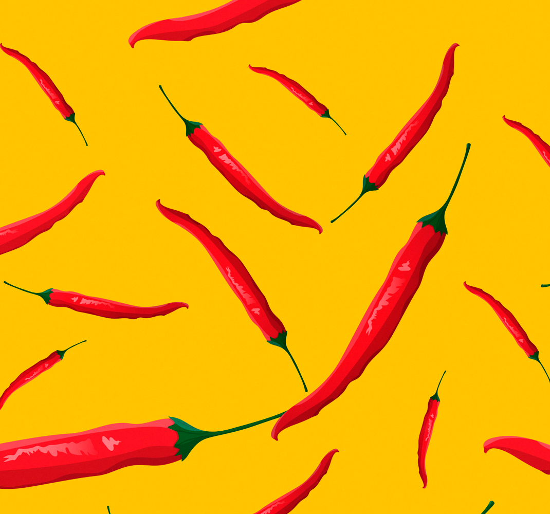 Kitchen vinyl mat with red and yellow peppers - TenStickers