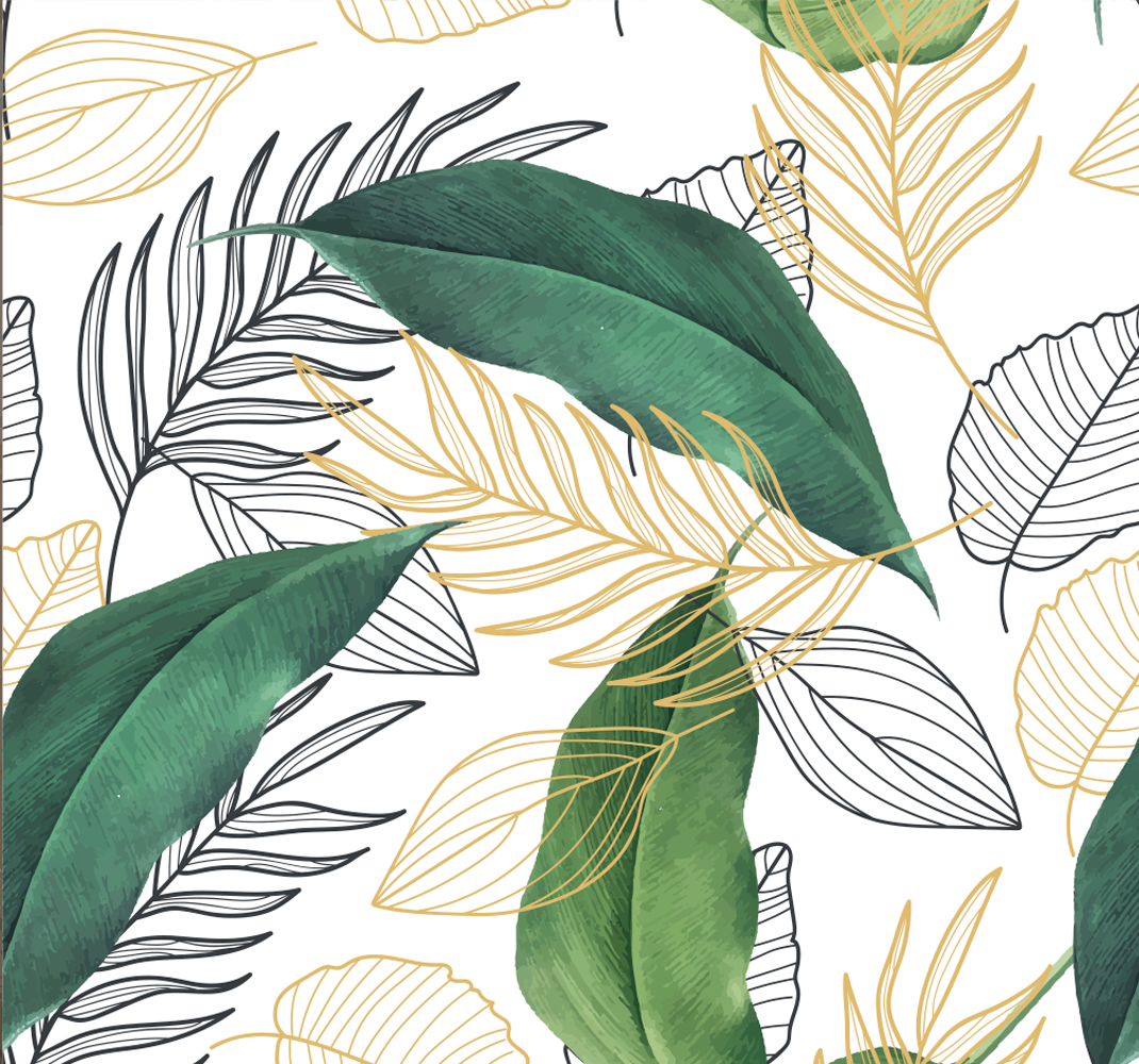 Kitchen vinyl mat with green and gold leaf art - TenStickers
